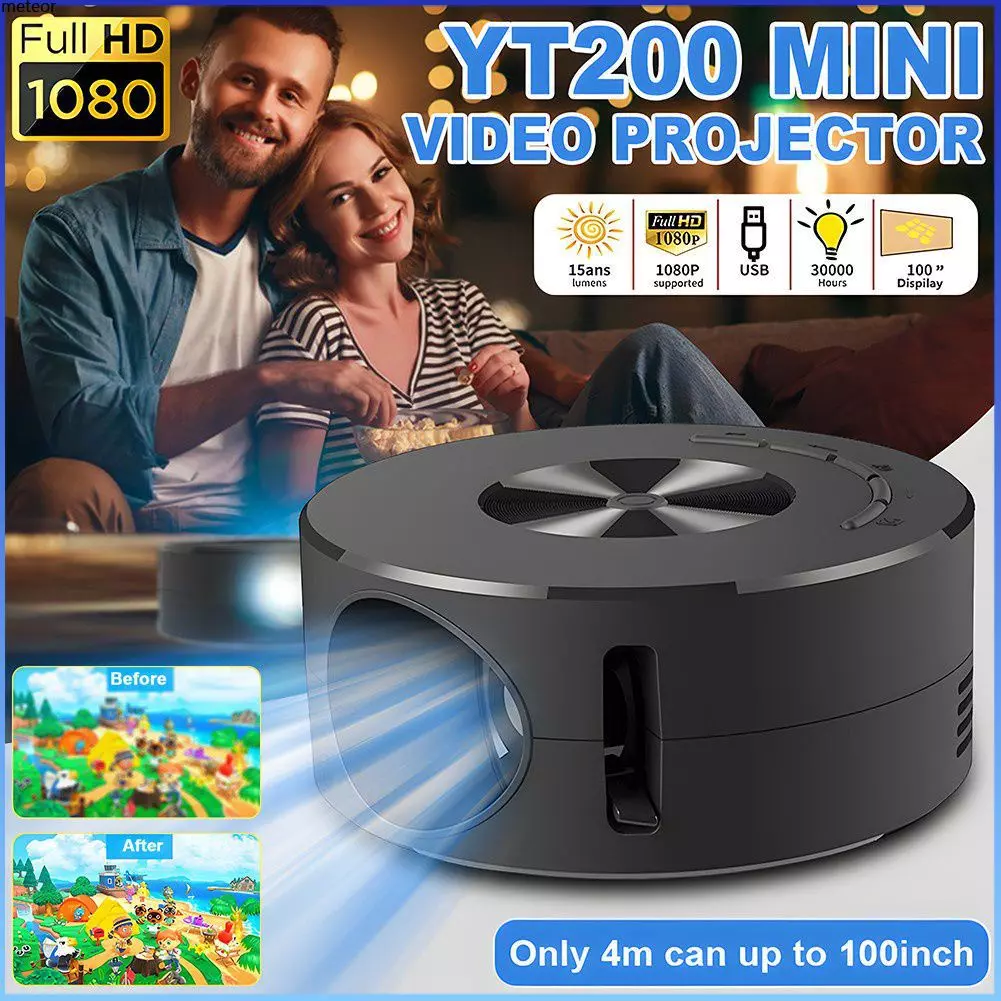 Mini projecteur LED portable et haut-parleur intégré