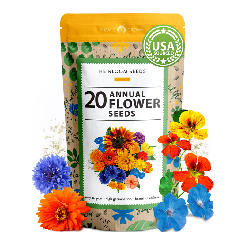 Pack de 20 Graines de Fleurs Annuelles avec Graines de Fleurs Sauvages