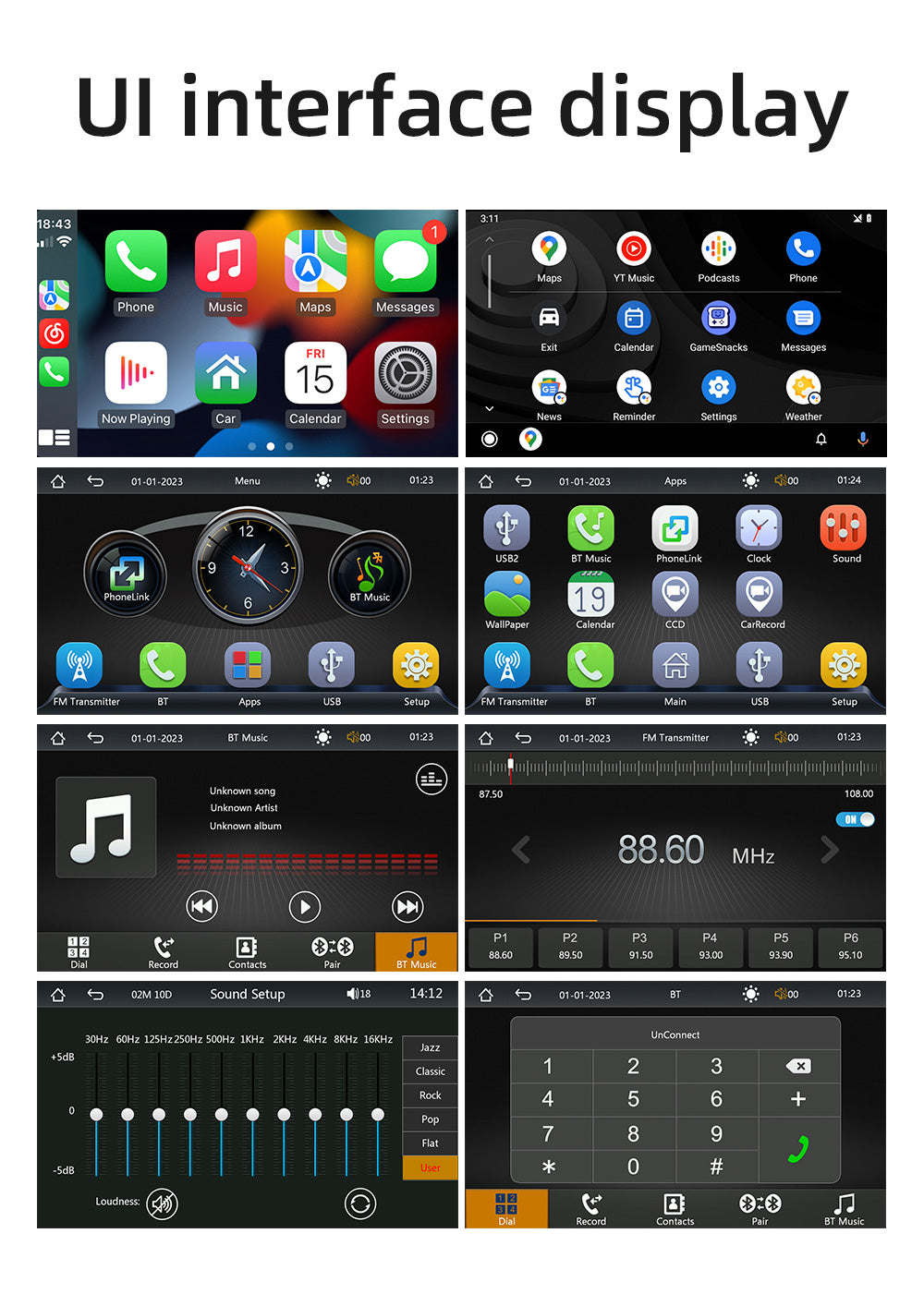 CarPlay 2023 Écran Tactile Portable