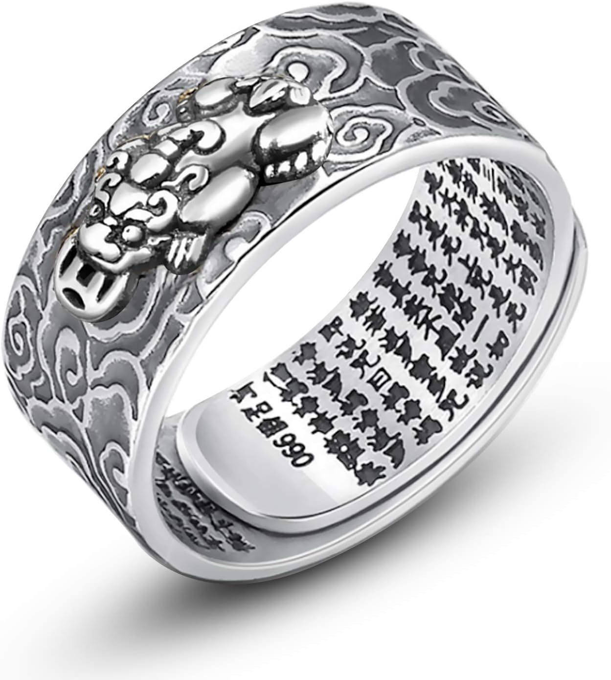 Bague amulette Feng Shui Pixiu Mantra pour homme