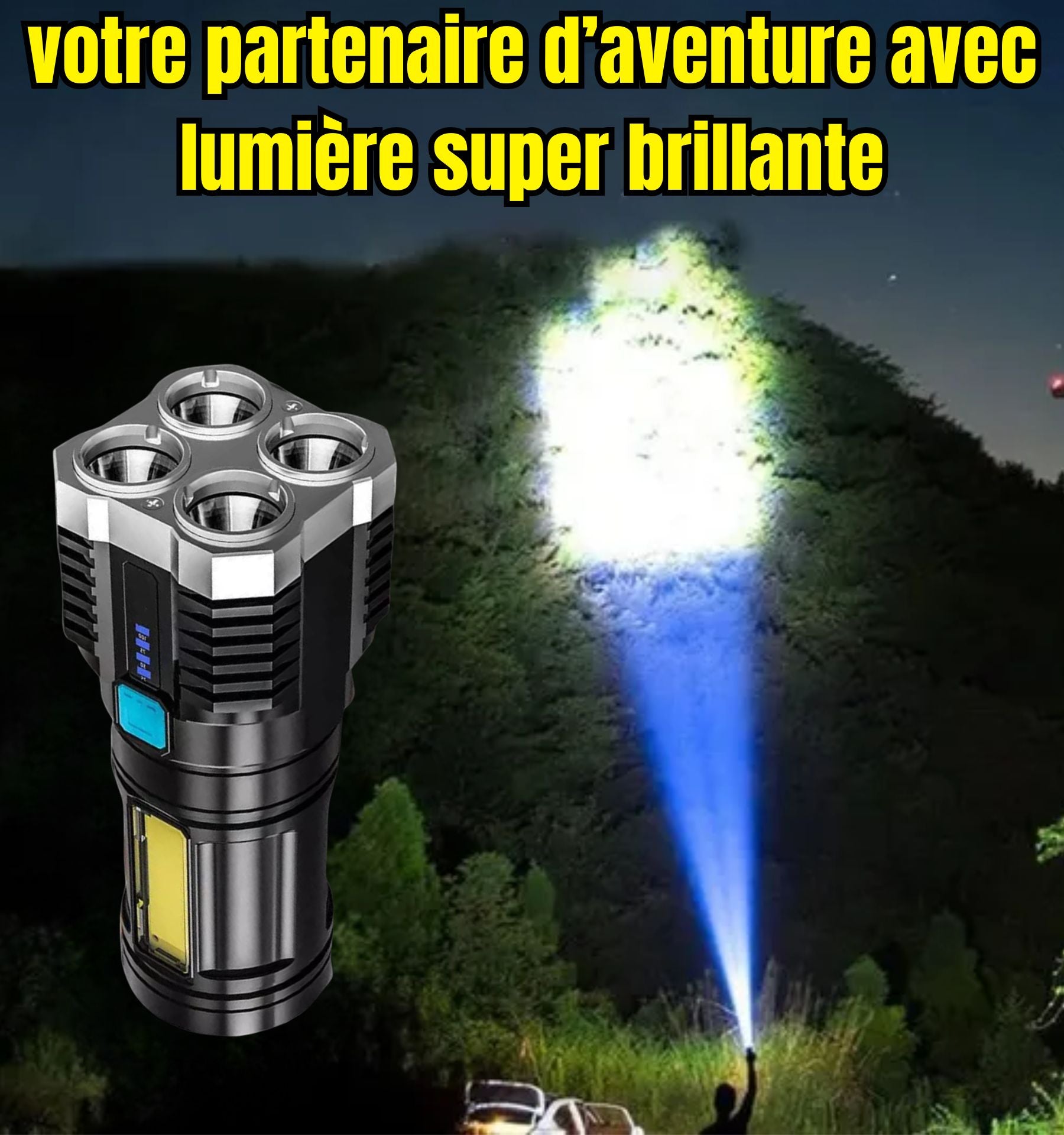 Lampe de poche puissante à 4 Led