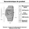 Montre-bracelet carrée en acier inoxydable pour homme