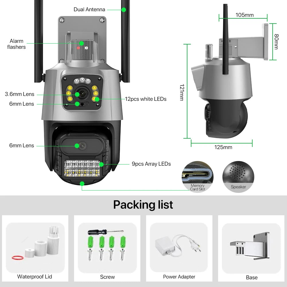 Caméra de Surveillance Extérieure PTZ IP WiFi HD 4K 8MP