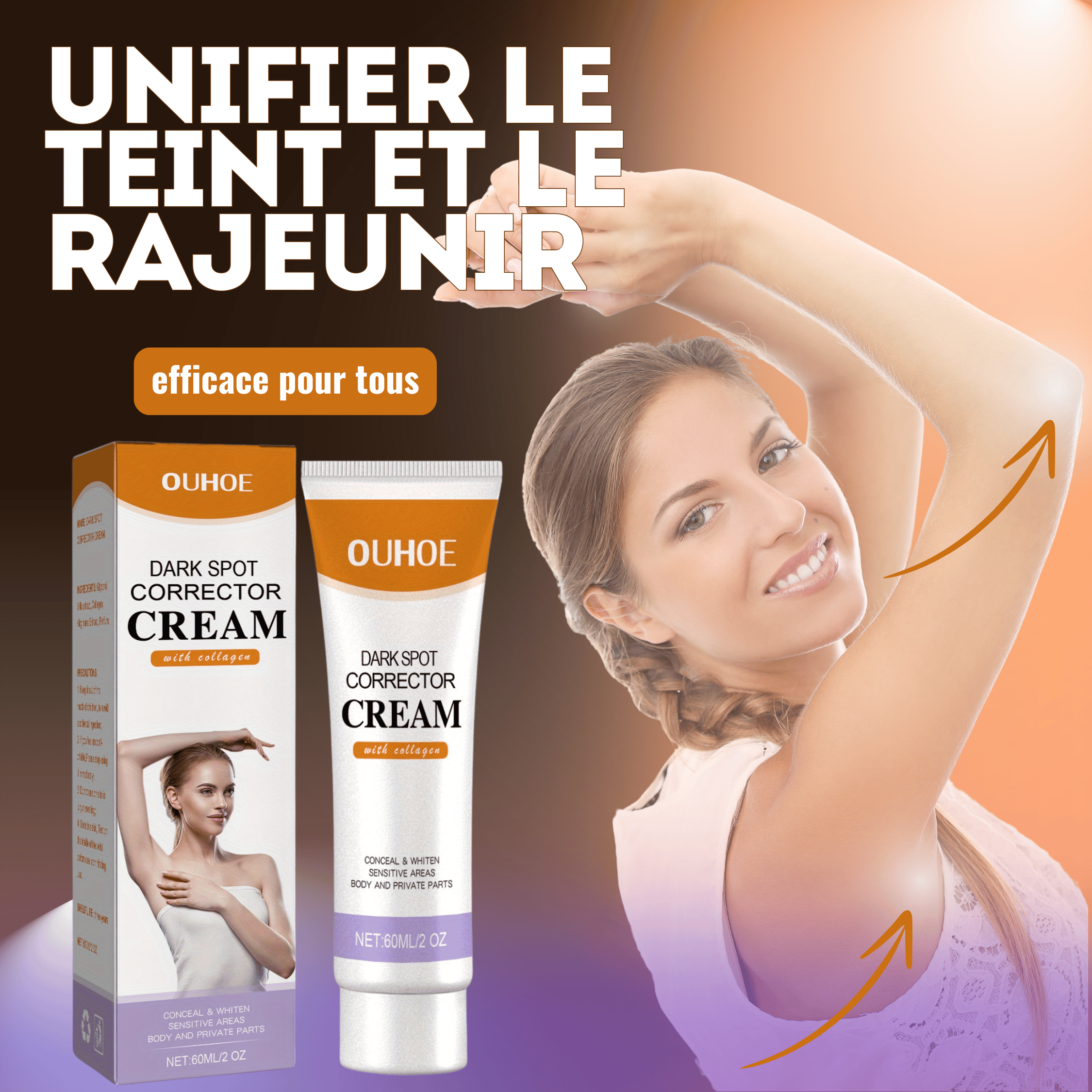 Crème pour éclaircir et hydrater la peau et rajeunir le teint.