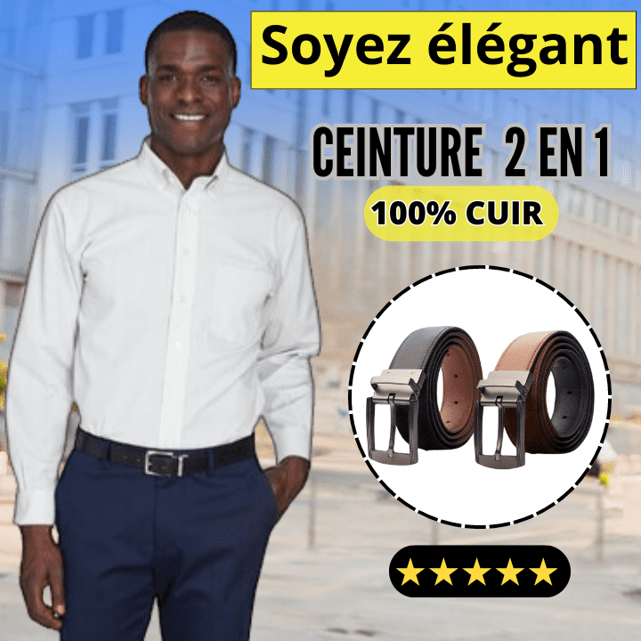 Ceinture Double face 2 en Cuir Véritable Élégance et Polyvalence pour l'Homme