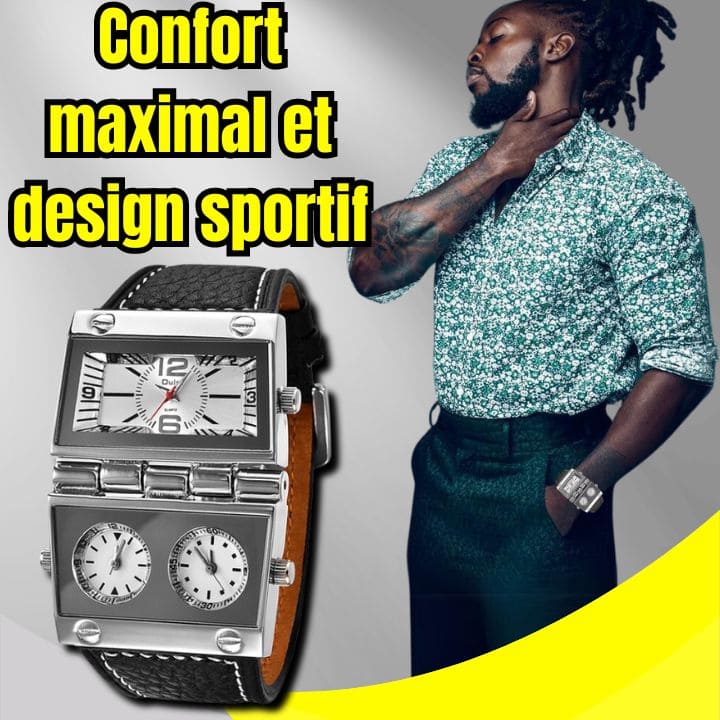 Montre de Sport Pliable en Cuir pour Hommes