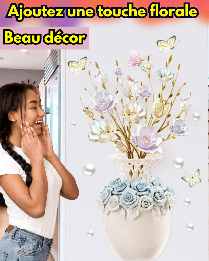 Autocollants muraux de fleurs de vase