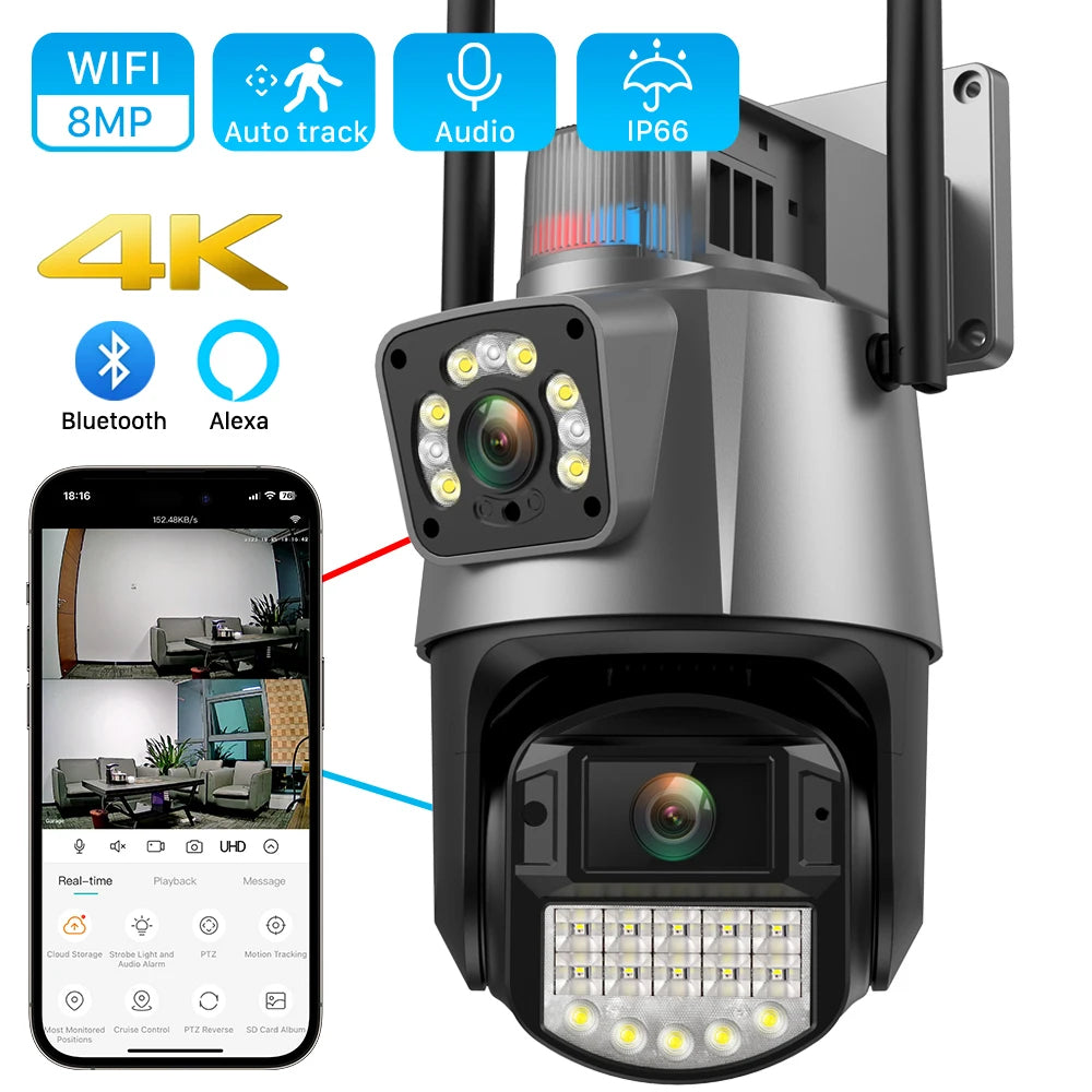 Caméra de Surveillance Extérieure PTZ IP WiFi HD 4K 8MP