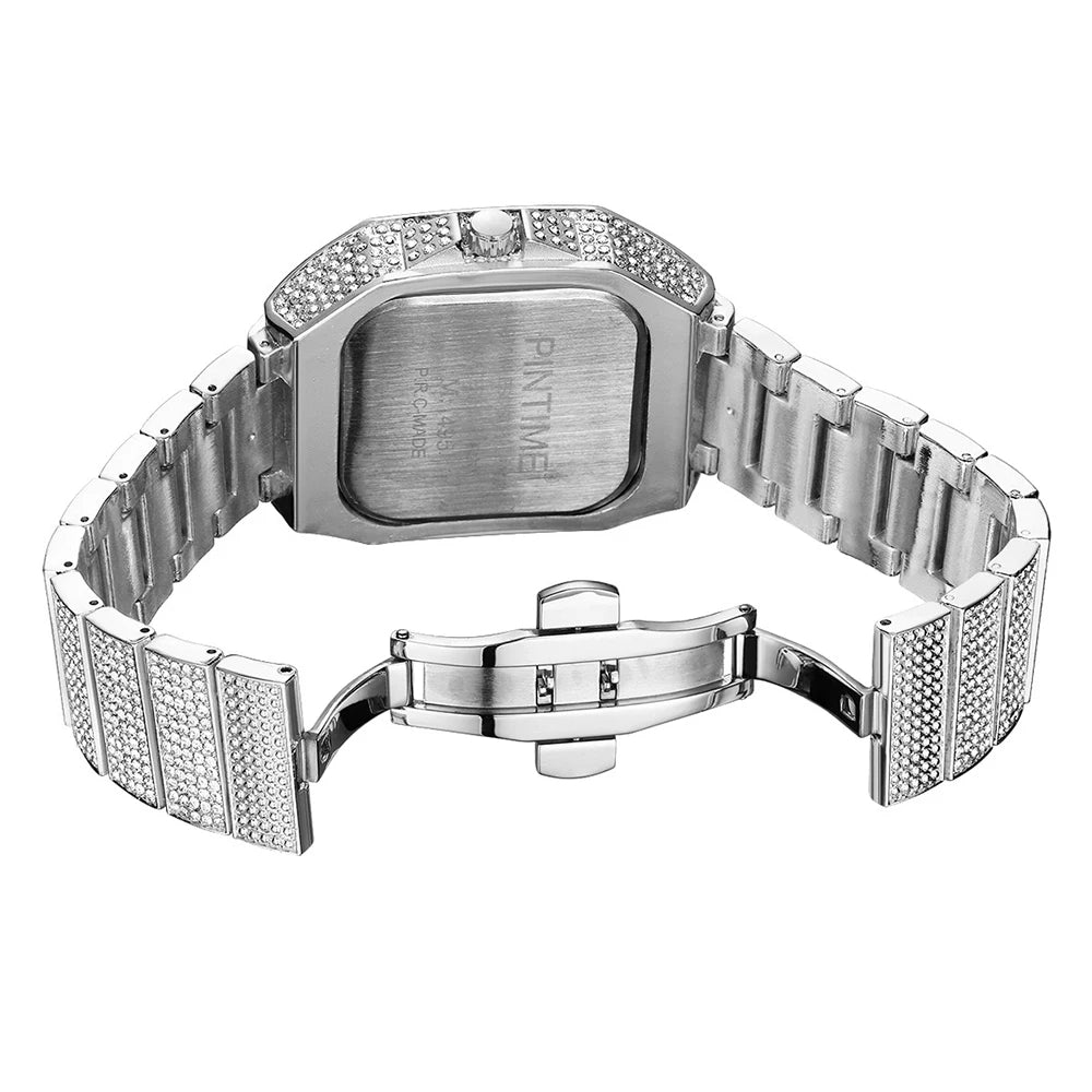 Montre-bracelet carrée en acier inoxydable pour homme